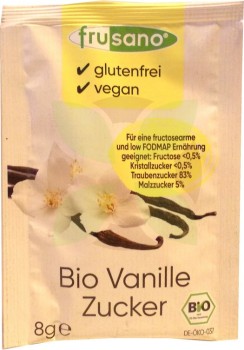 Unverträglichkeitsladen Frusano Vanillezucker glutenfrei und bei Fructoseintoleranz Bio