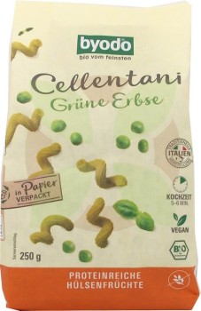 Unverträglichkeitsladen Byodo glutenfreie Cellentani grüne Erbse Bio