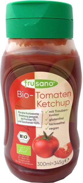 Unverträglichkeitsladen Frusano Tomatenketchup Squeeze-Flasche, vegan, glutenfrei gesüßt ohne Fructose Bio